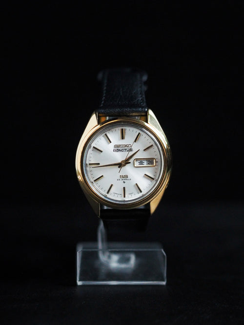 Seiko 5 Actus SS 6106 7480 Gold Case White Sunburst Dial