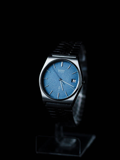 Seiko Quartz JDM 7832-8010 Blue Sand Textured Dial