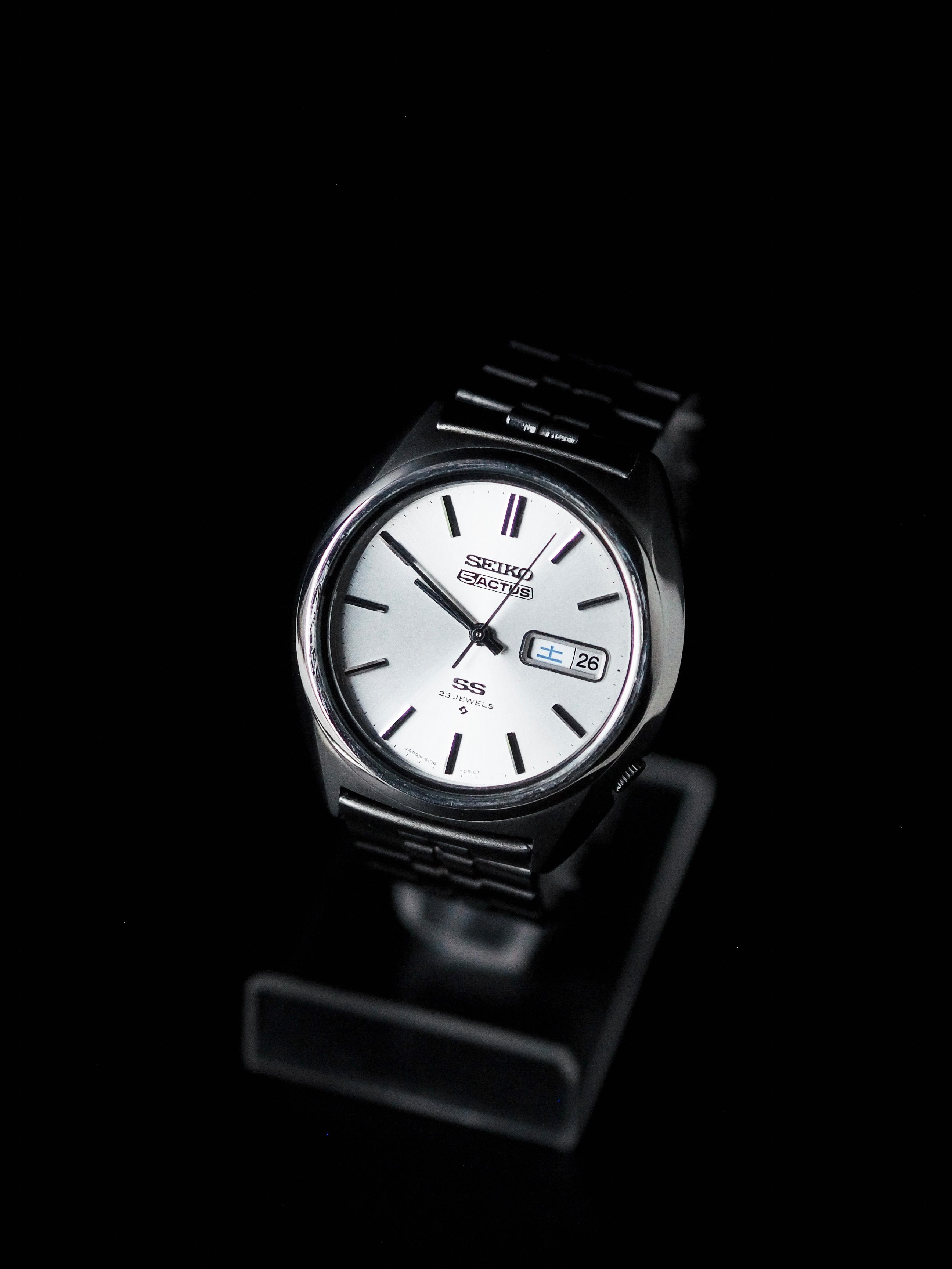 Seiko 5 Actus SS 6106 8670 JDM Silver Sunburst Dial