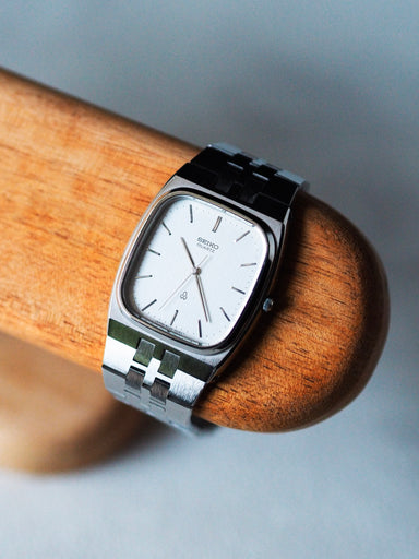 Seiko Quartz 6030-5090 Tank Unique White Tile Pattern Dial