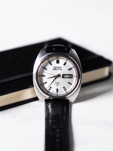 Seiko 5 Actus SS 6106-7420 JDM Cushion Shaped Silver Sunburst Dial