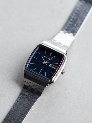 Seiko King Quartz 5856-5000 Blue Snowflake Textured Dial