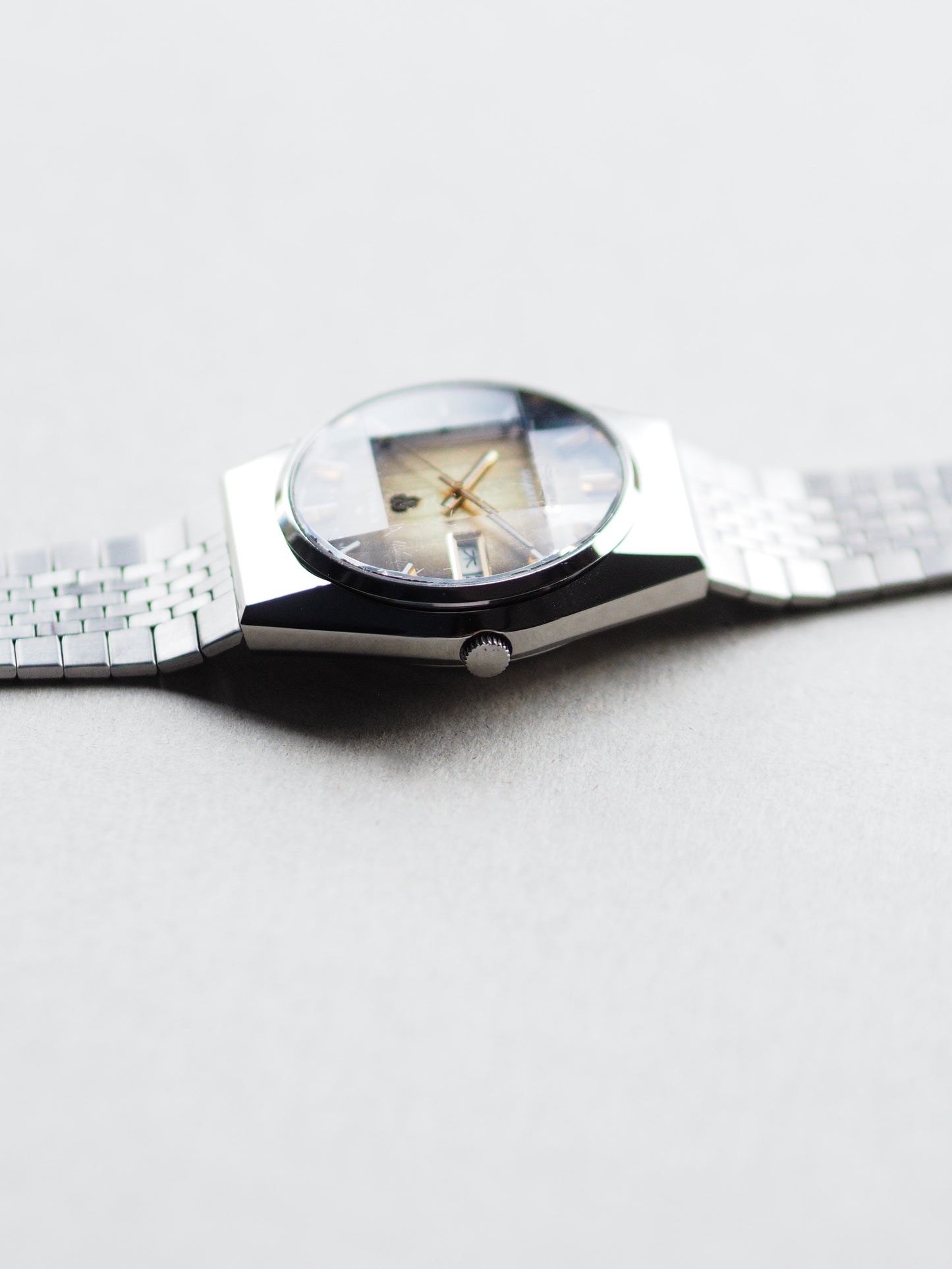 Seiko Type II 4336-8060 faceted Crystal Brown Textured Dial