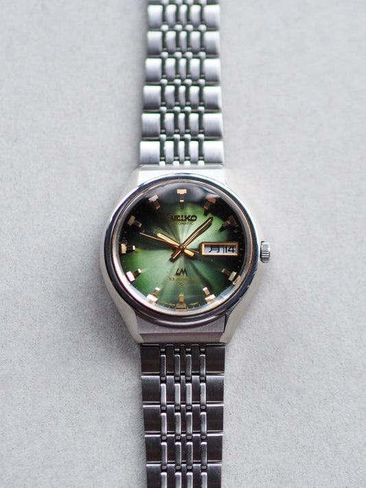 Seiko LM 5606-7320 Lord Matic Faceted Crystal Green Radial Sunburst Dial