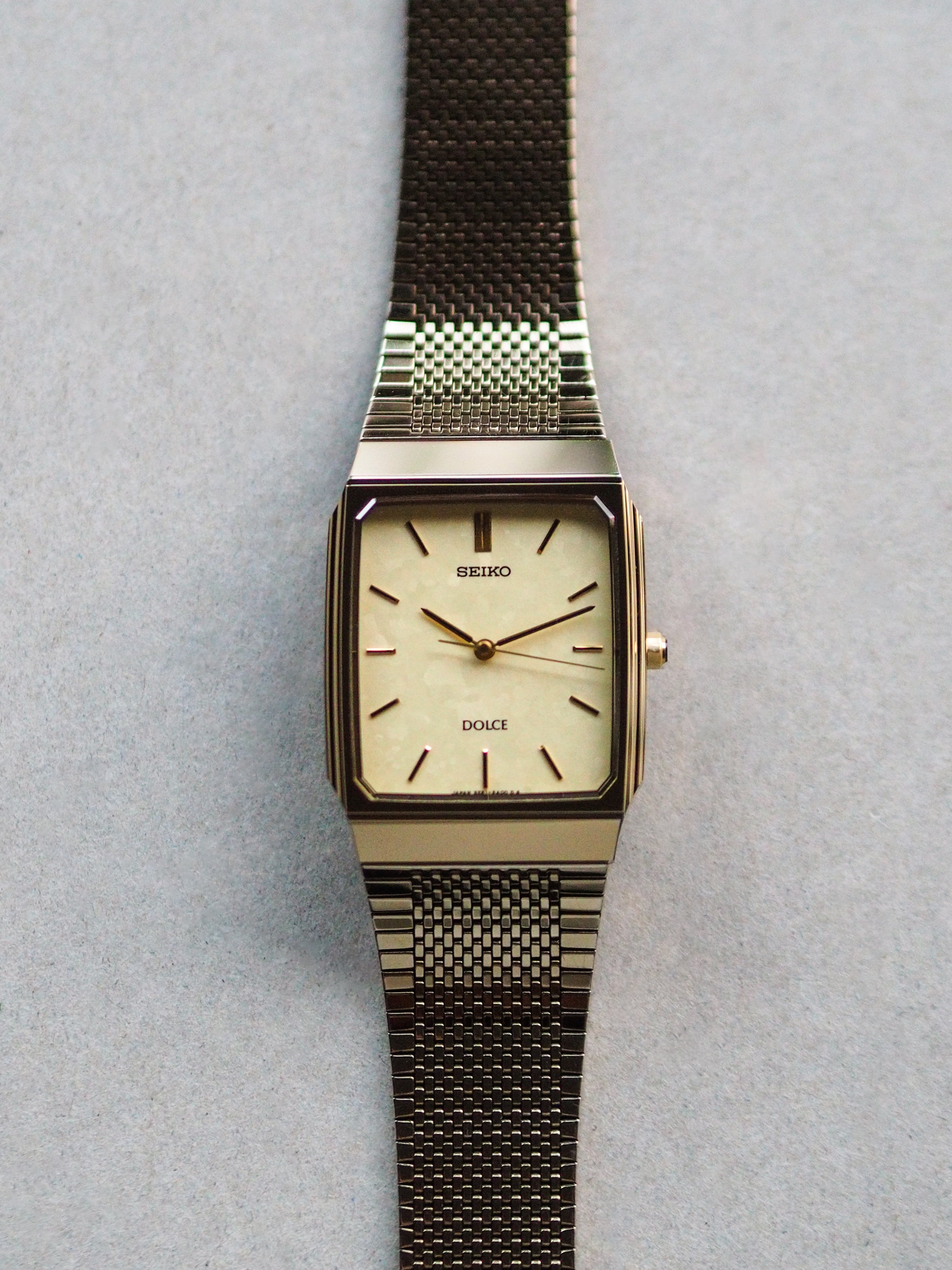 Seiko Dolce 5E61-5A00 Tank Tungsten Carbide Gold Flake Dial