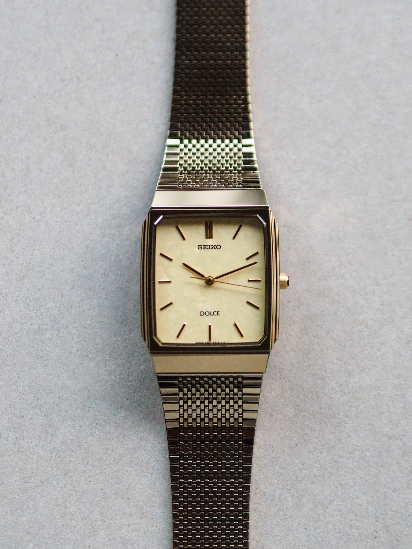 Seiko Dolce 5E61-5A00 Tank Tungsten Carbide Gold Flake Dial