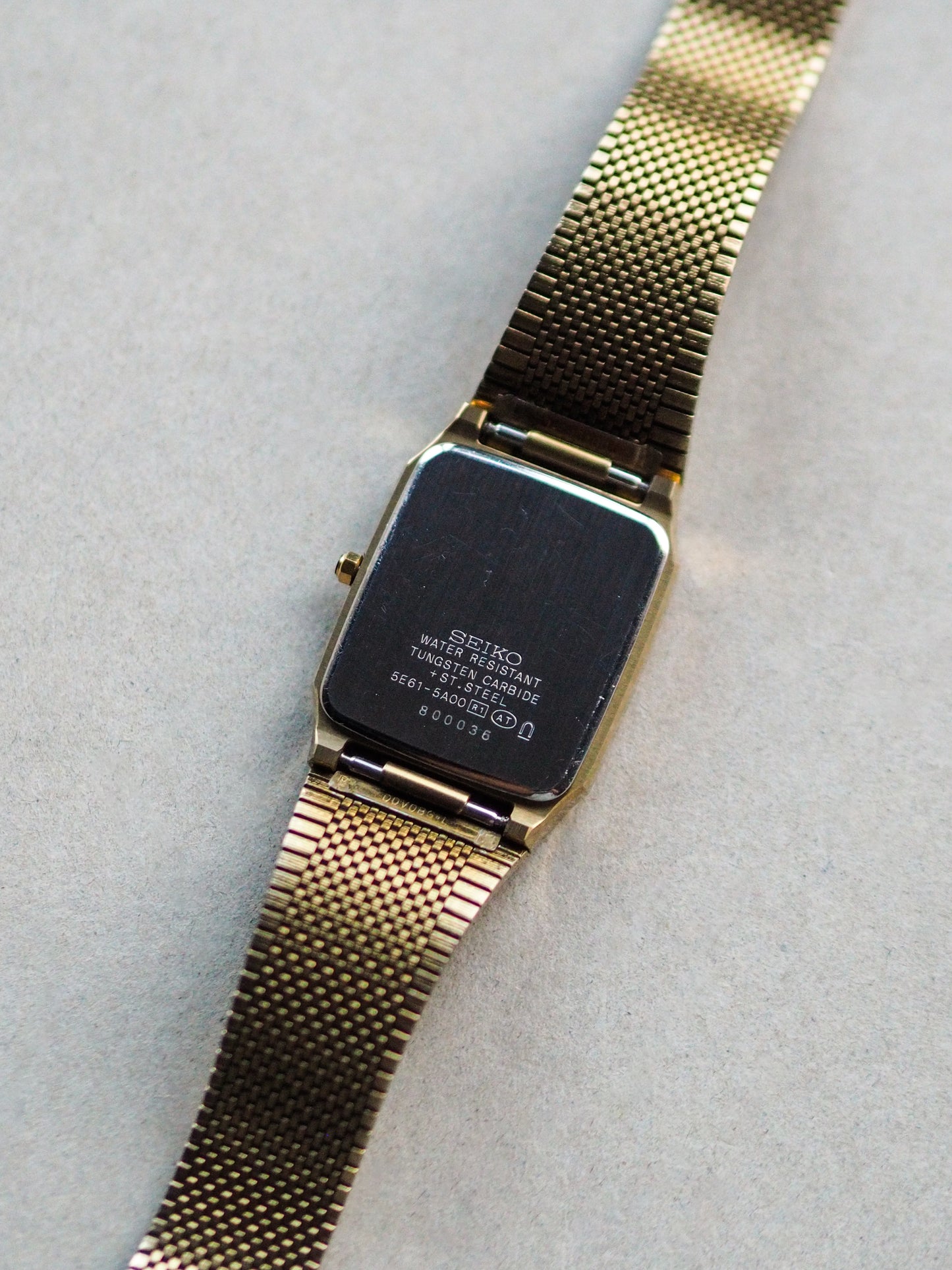 Seiko Dolce 5E61-5A00 Tank Tungsten Carbide Gold Flake Dial