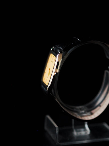 Seiko Dolce 9530-5030 Tank Tungsten Carbide Gold Sand Textured Dial