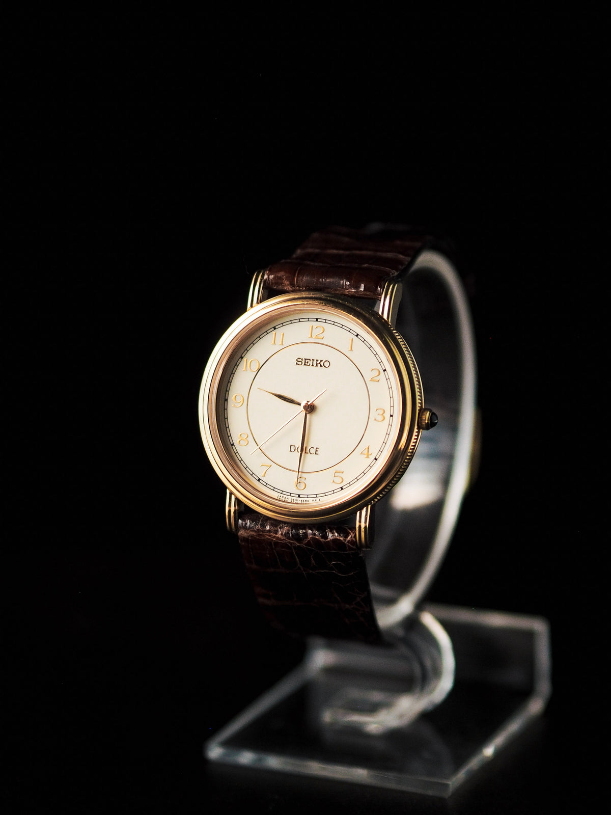 Seiko Dolce 5E31-6F50 Art Deco Gold White Dial