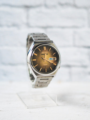 Seiko 5 Actus SS 6106-8690 JDM Faceted Crystal Golden Brown Sunburst D