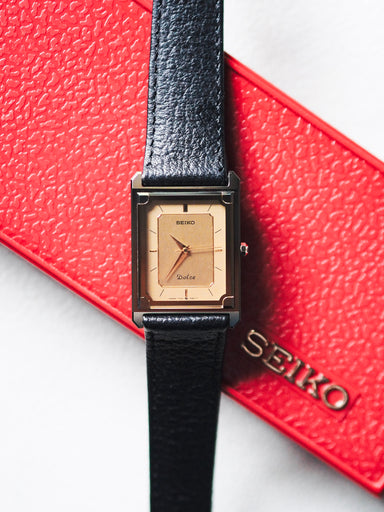 Seiko Dolce 7321-5990 Tank Tungsten Carbide Gold Dial