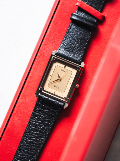 Seiko Dolce 7321-5990 Tank Tungsten Carbide Gold Dial