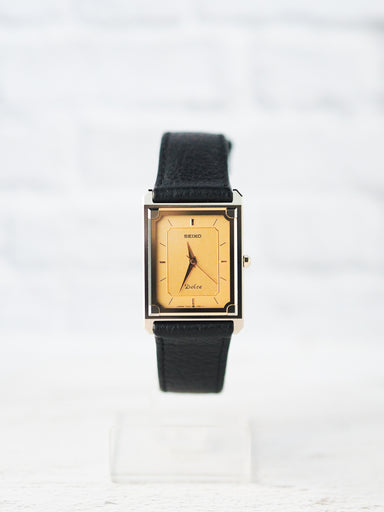 Seiko Dolce 7321-5990 Tank Tungsten Carbide Gold Dial