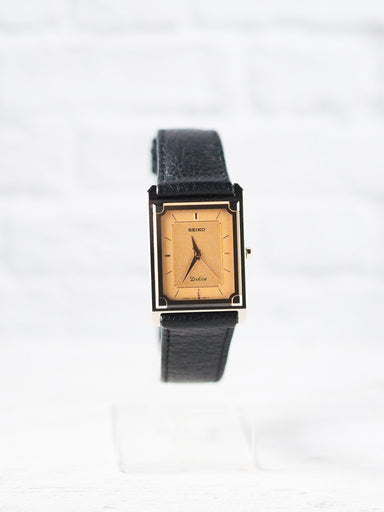 Seiko Dolce 7321-5990 Tank Tungsten Carbide Gold Dial