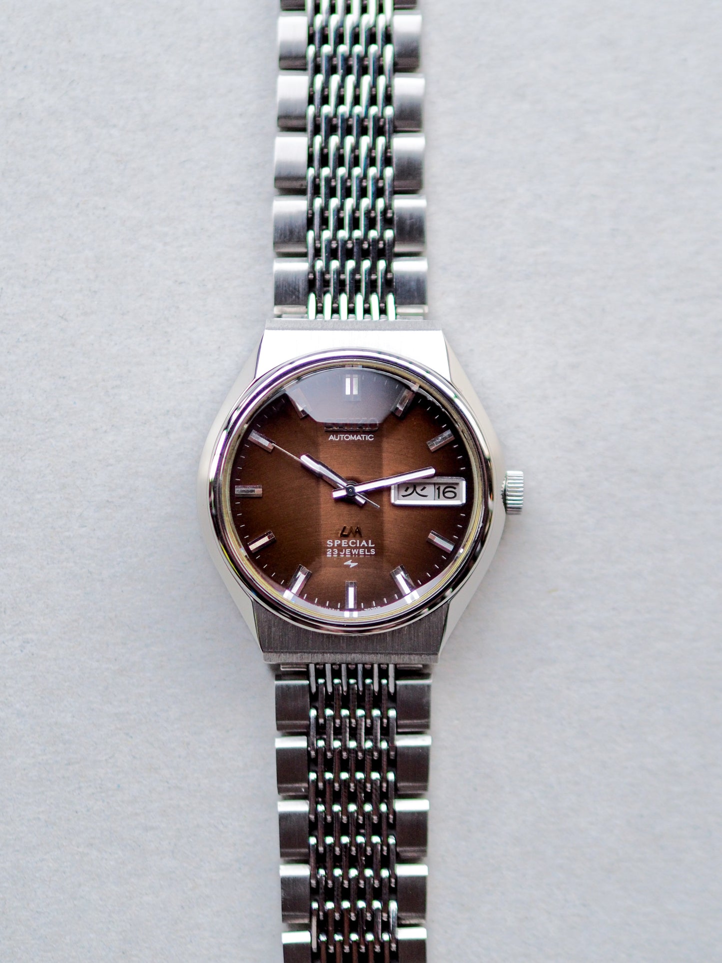 Seiko LM 5216-7070 Lord Matic Special Faceted Crystal Brown Metallic Textured Dial