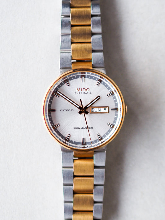 Mido Automatic Commander II Datoday Two Tone Silver Dial