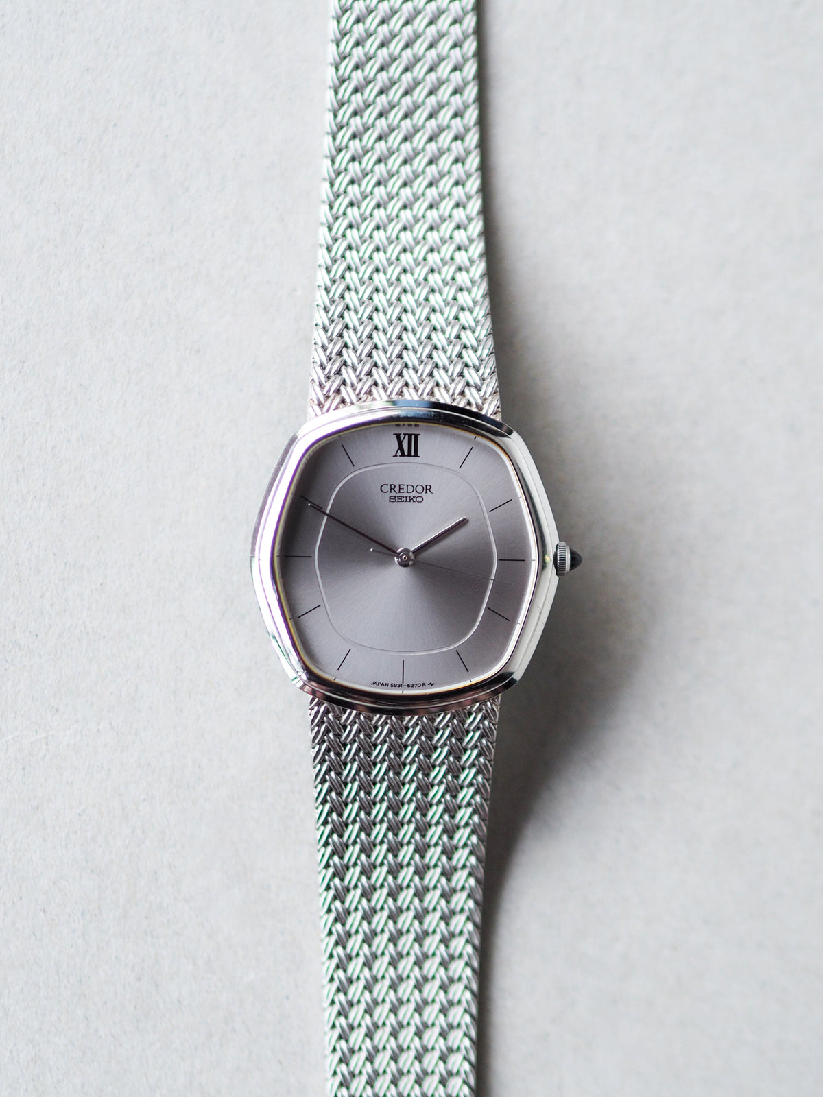 Credor Seiko 5931-5230 Hexagon Silver Sunburst Dial