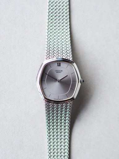 Credor Seiko 5931-5230 Hexagon Silver Sunburst Dial