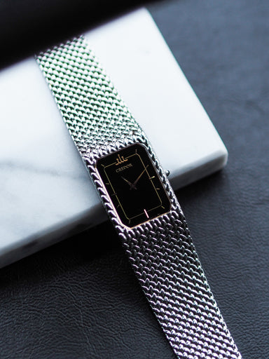 クレドール　2F70-5330 Credor 2F70-5330 Tank Stainless Steel Woven Bracelet Black Dial