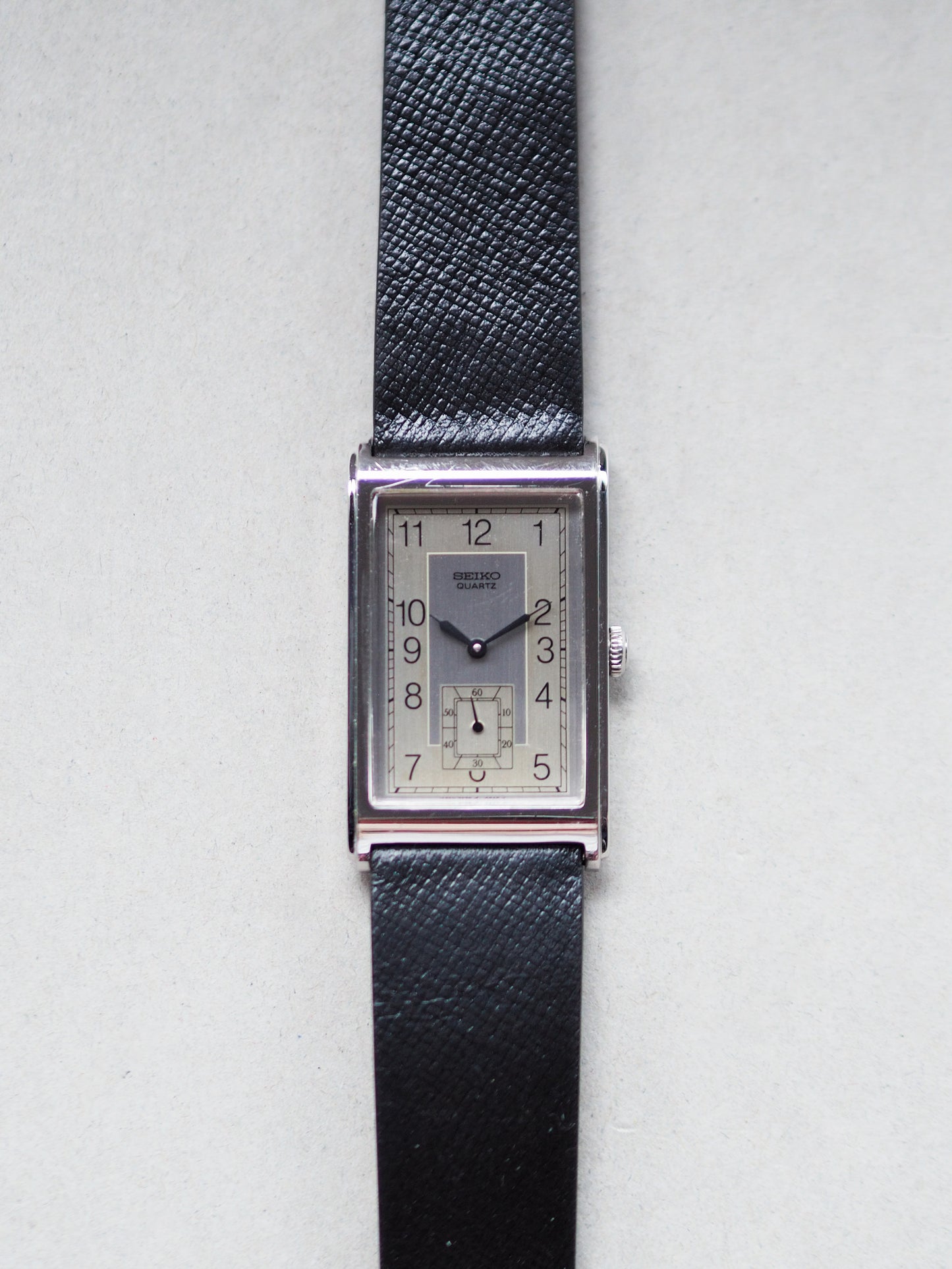Seiko Quartz 2628-5120 Tank PDP Case Sub-second Silver Dial