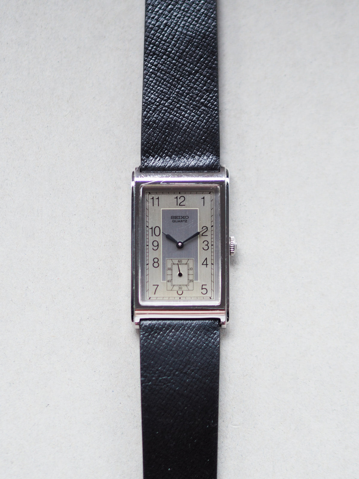 Seiko Quartz 2628-5120 Tank PDP Case Sub-second Silver Dial