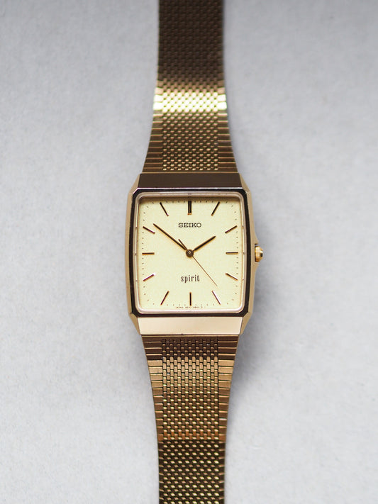 Seiko Spirit 5E31-5A60 Quartz JDM Tank Champagne Dial