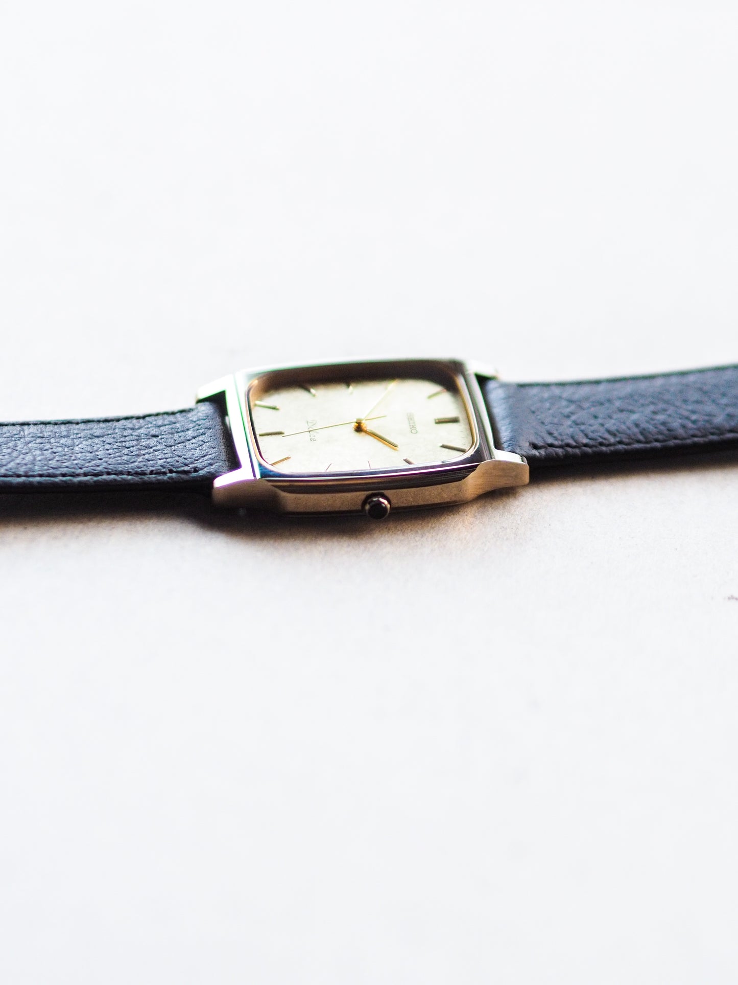 Seiko Dolce 8N41-5070 Tank Tungsten Carbide Gold Brushed Dial