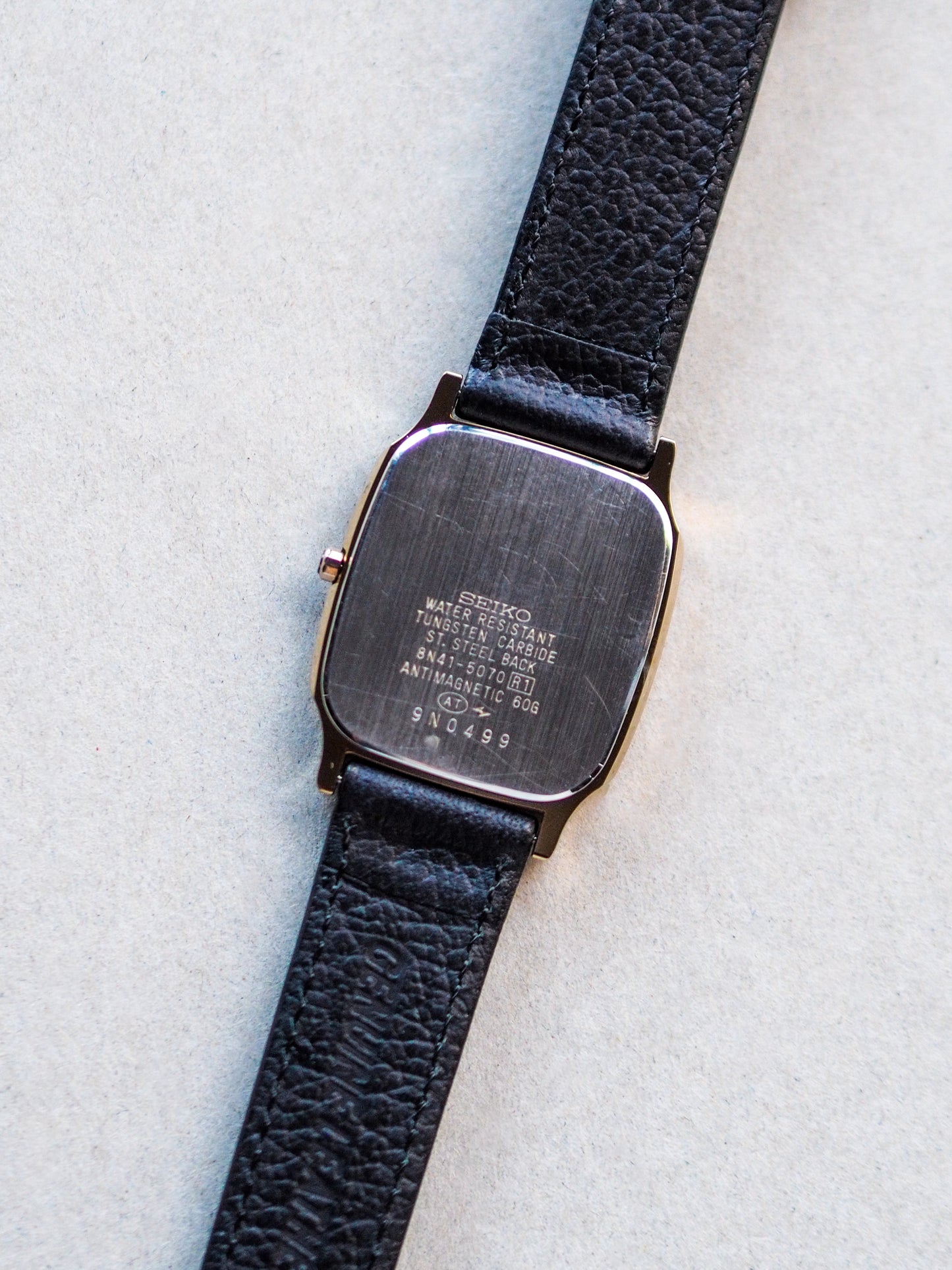 Seiko Dolce 8N41-5070 Tank Tungsten Carbide Gold Brushed Dial