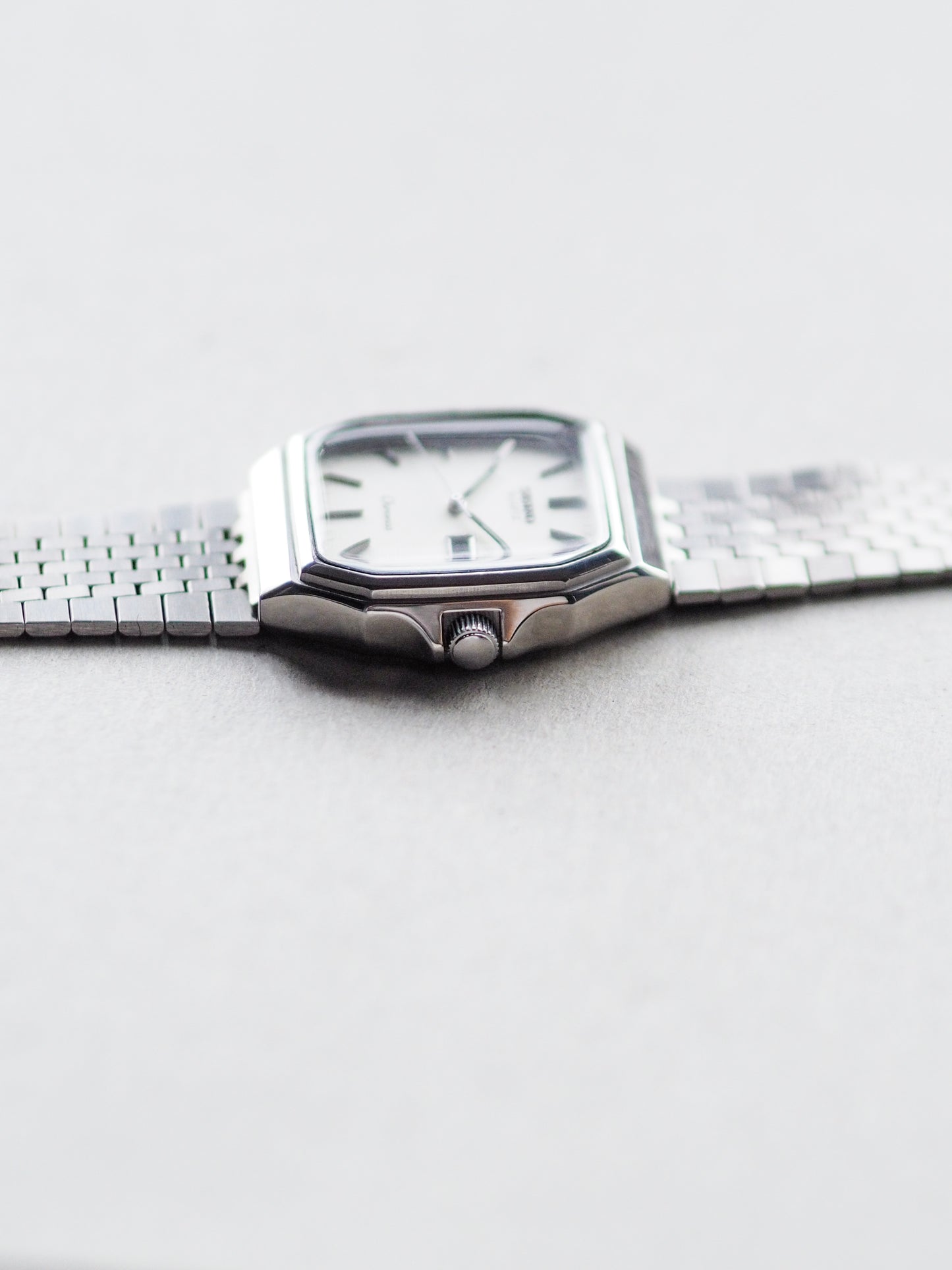 Seiko Chronos JDM 7433-5010 Octagon Case White Textured Dial