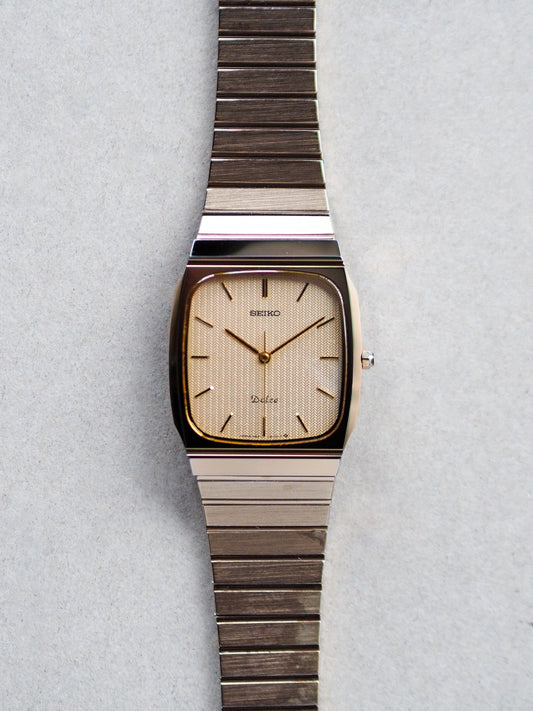 Seiko Dolce 9531-5140 Tank Tungsten Carbide Champagne Textured Dial