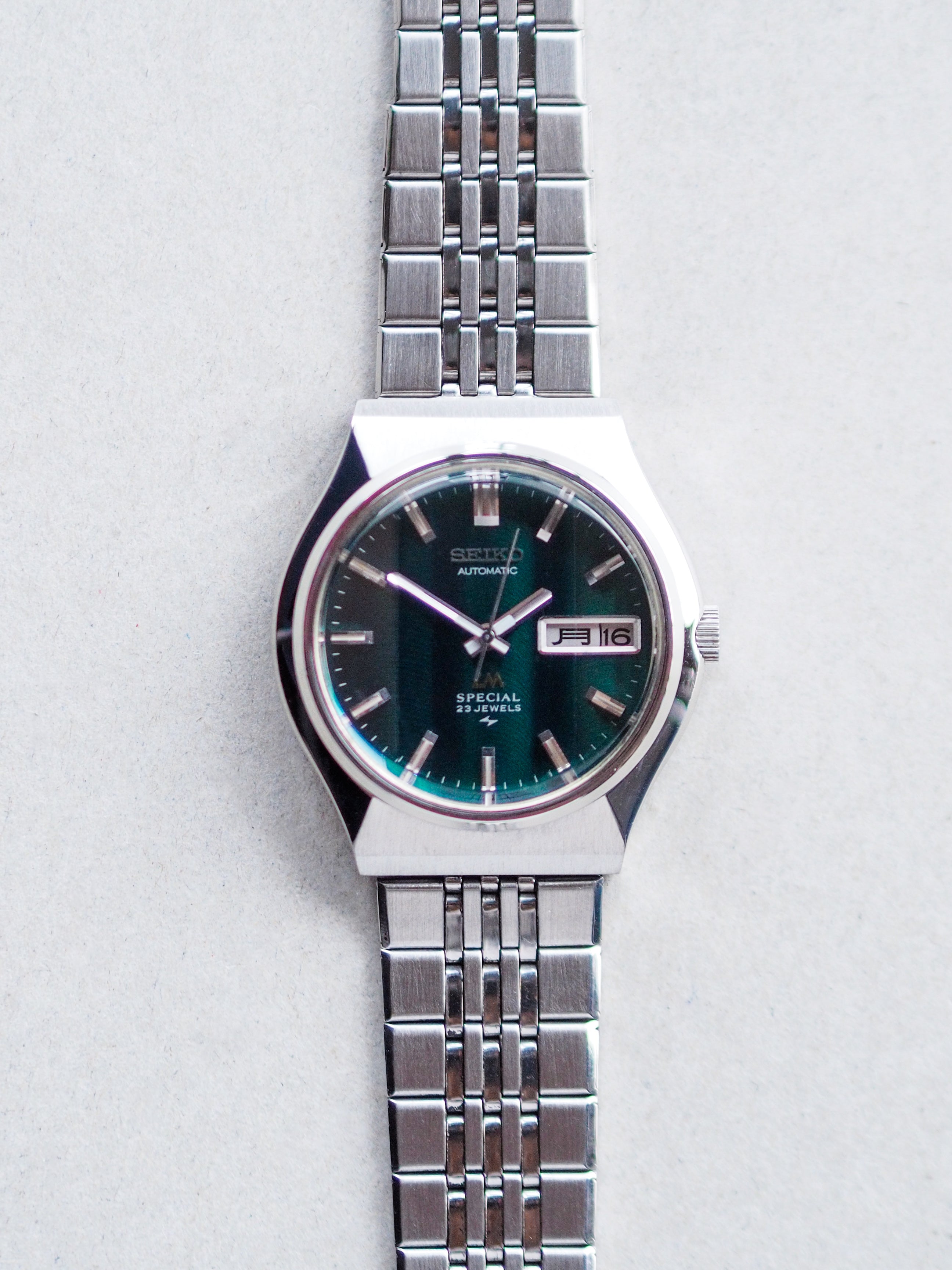 【純正ブレス 稼働】SEIKO LM Special 5216-7040 Seiko LM 5216-7040 Lord Matic Special Faceted Crystal Green Gradient D