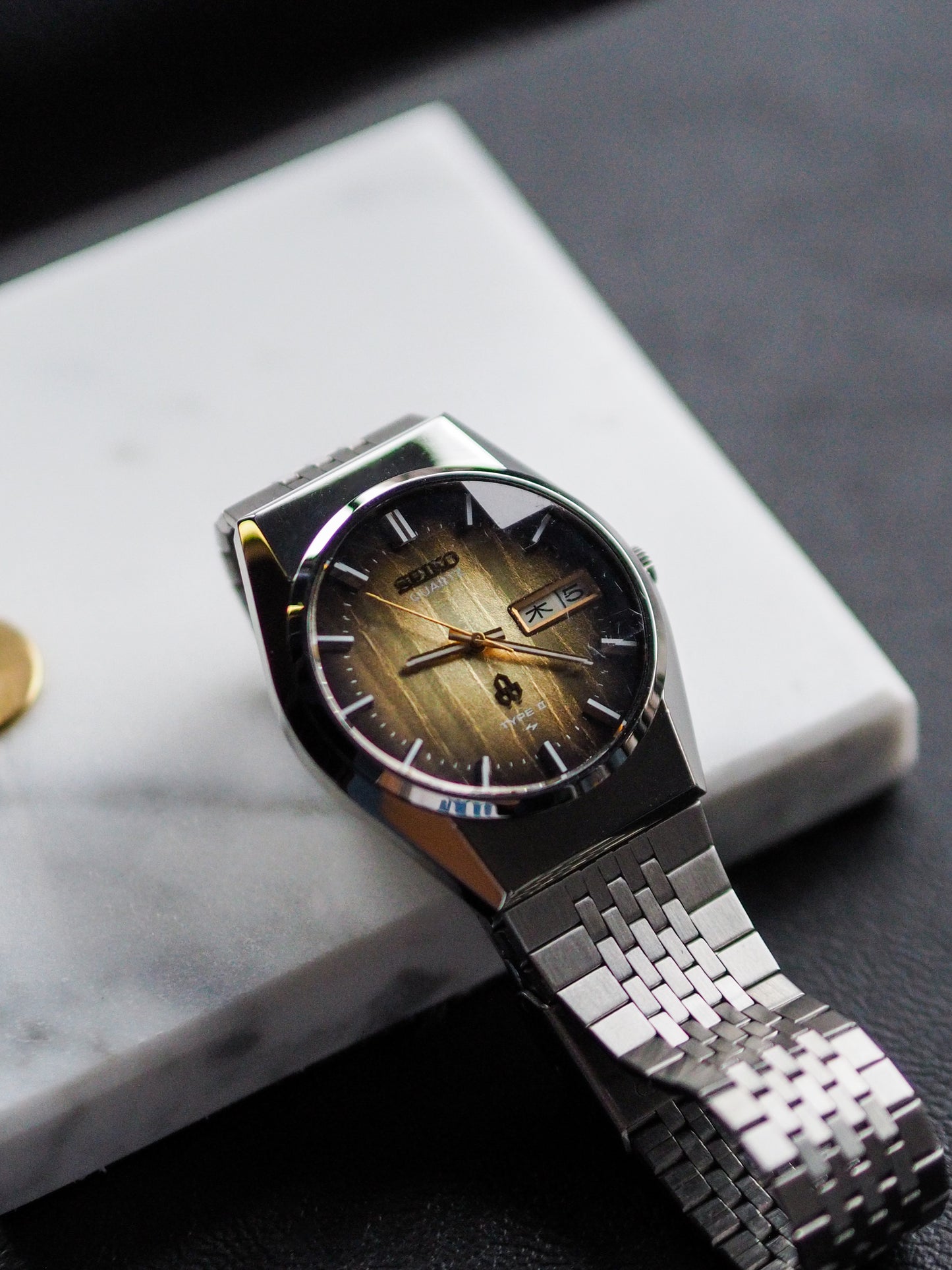 Seiko Type II 4336-8060 faceted Crystal Brown Textured Dial