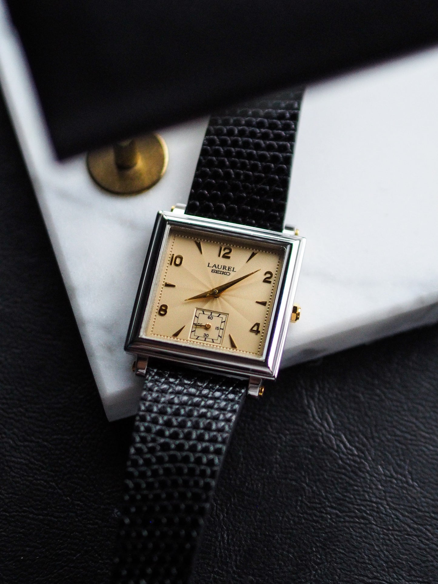 Seiko Laurel 7N07-5A00 Sub Second Beige Guilloche Dial