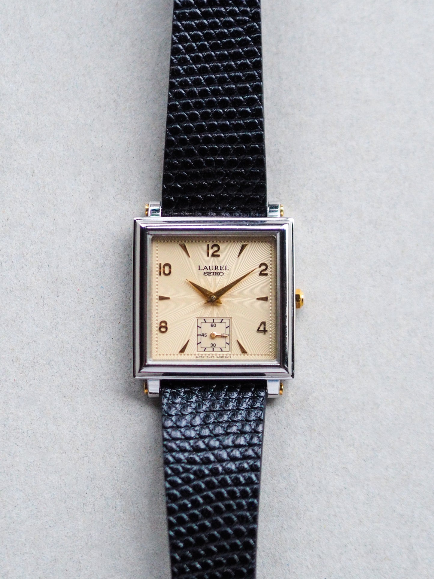 Seiko Laurel 7N07-5A00 Sub Second Beige Guilloche Dial