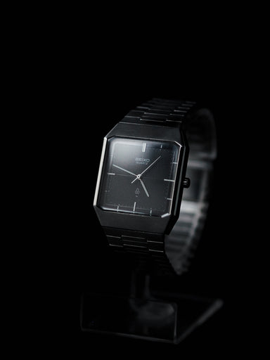 Seiko Quartz JDM 2621-5040 Tank Tuxedo Black Textured Crosshair Dial