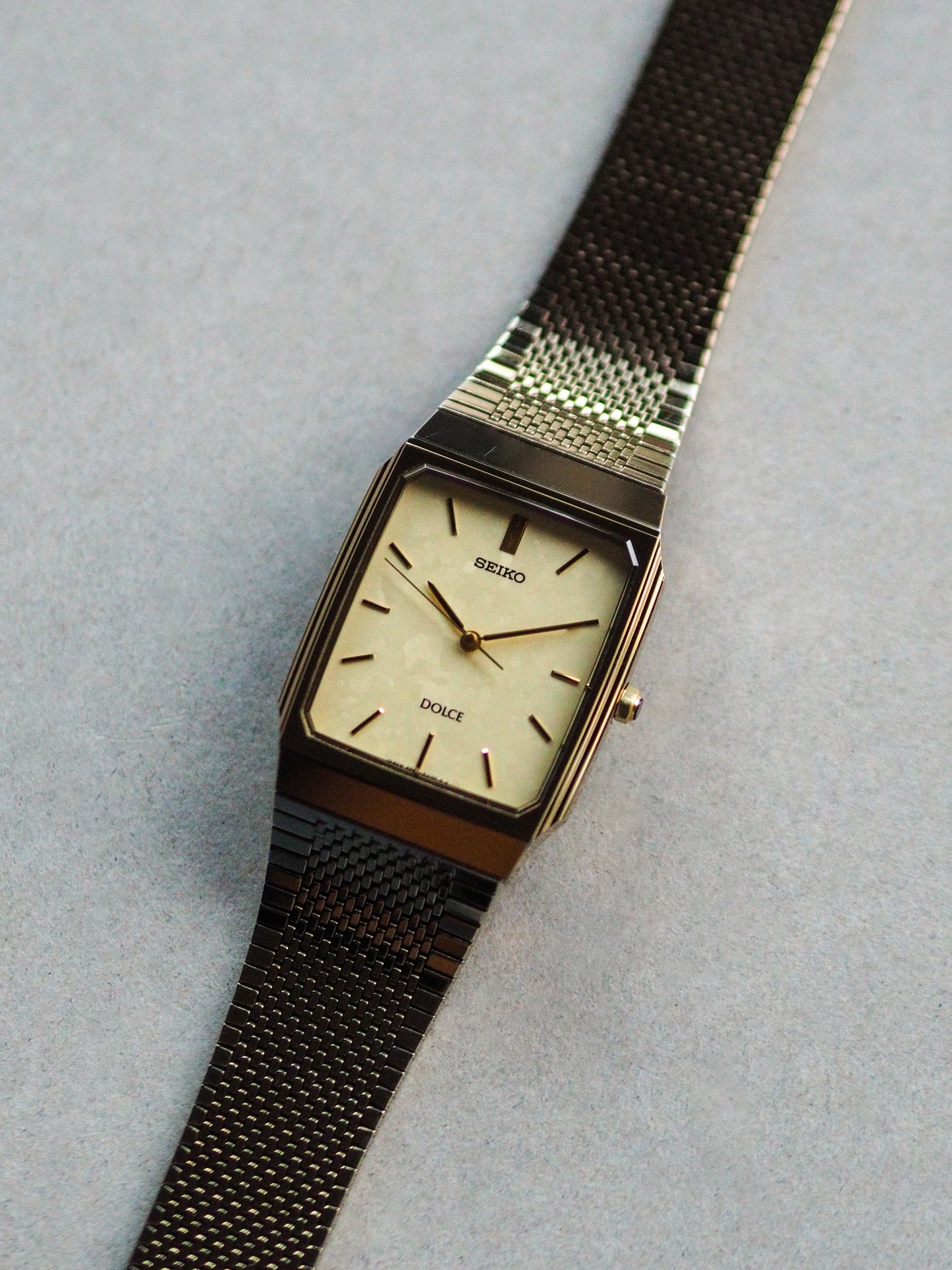 Seiko Dolce 5E61-5A00 Tank Tungsten Carbide Gold Flake Dial