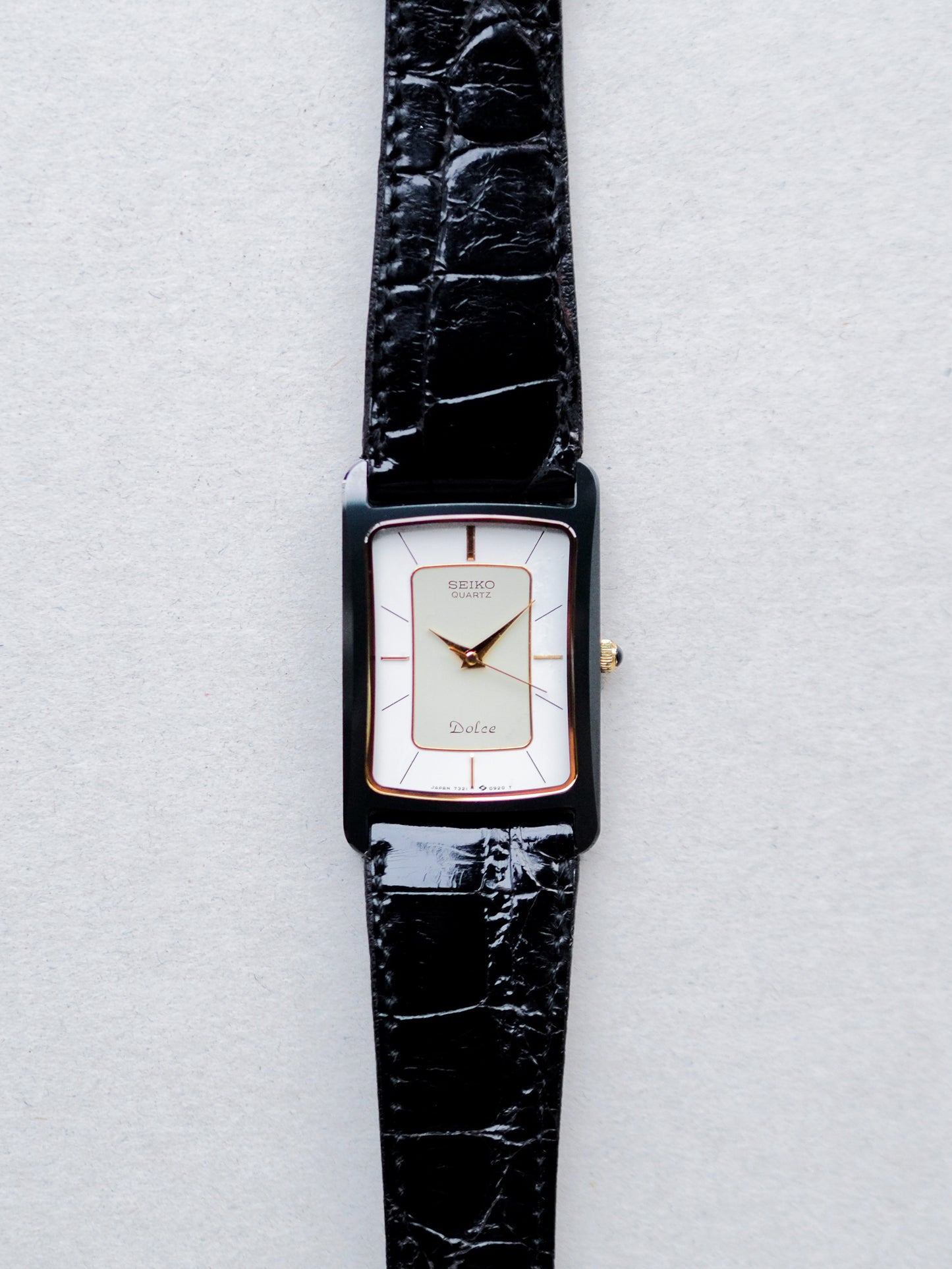 Seiko Dolce 7321-549A Rare cadran bicolore en céramique noire blanc ivoire
