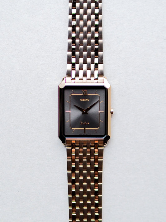 Seiko Dolce 8N40-5050 Quartz Tank Tungsten Carbide Gray Sunburst Dial