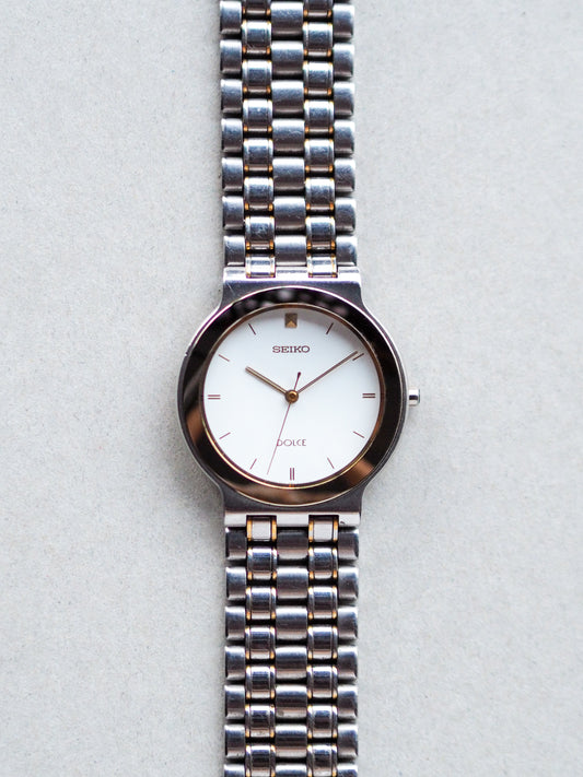 Seiko Dolce 5S21-6030 Sweep Second Tungsten Carbide White Dial