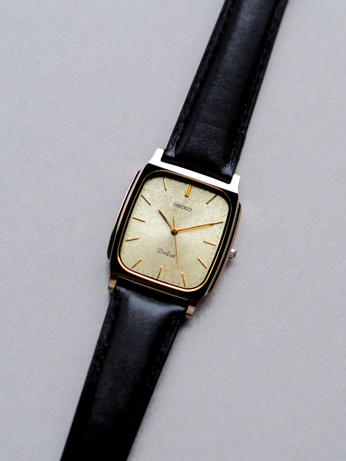 Seiko Dolce 8N41-5070 Tank Tungsten Carbide Gold Brushed Dial