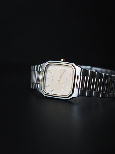 Seiko Dolce 8N41-5140 Tank Tungsten Carbide Creamy Sand Textured Dial