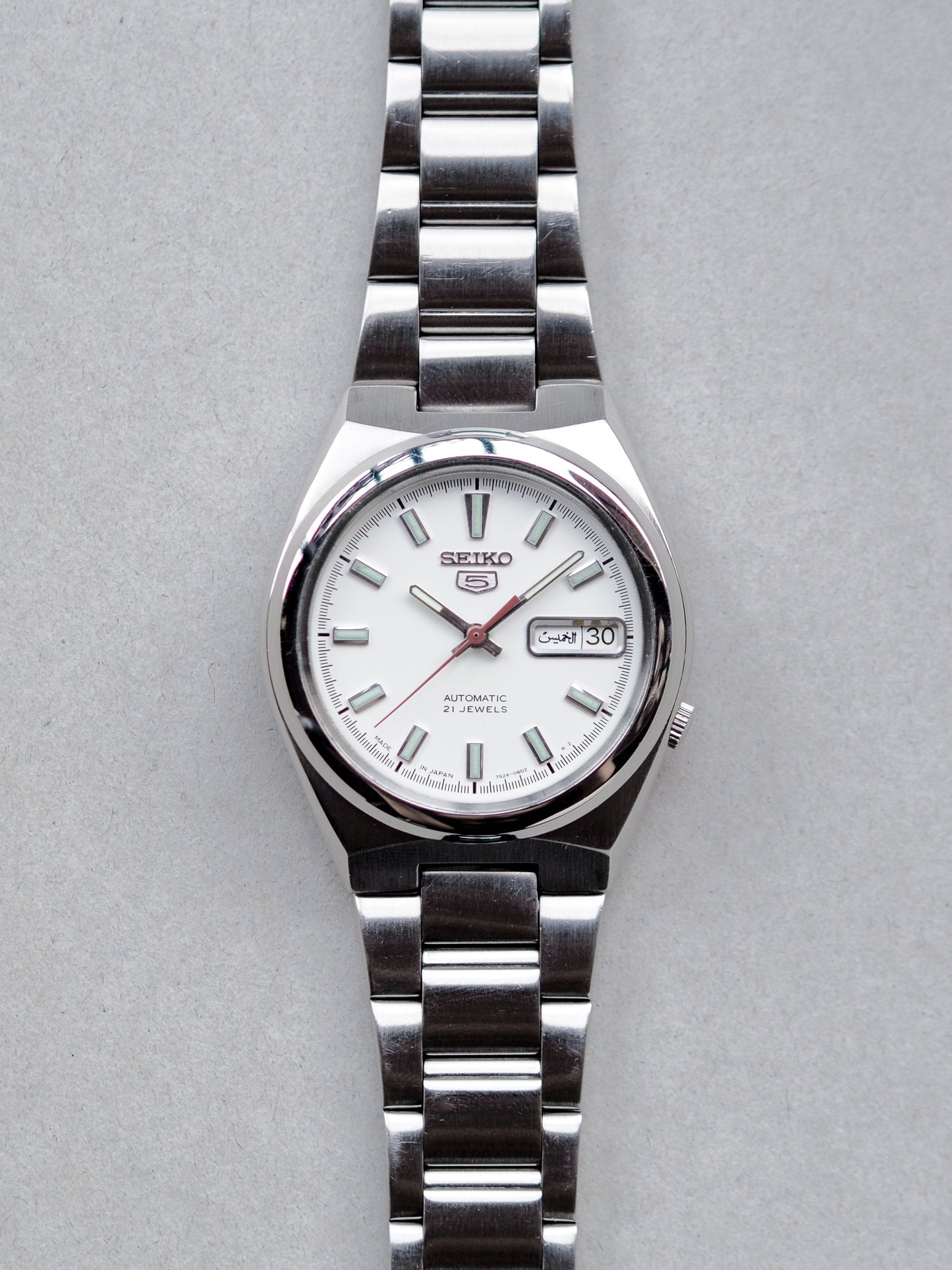 Seiko 5 Japan 7S26-02S0 Arabic Date White Dial