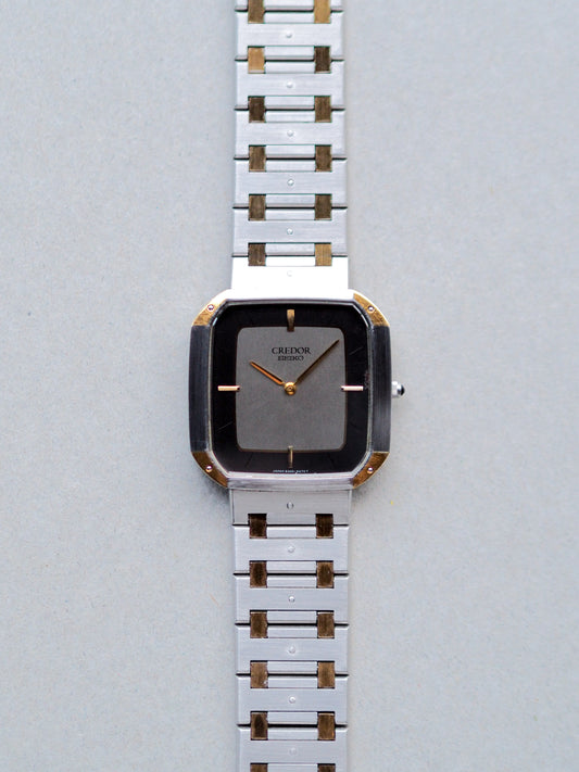 Credor Seiko 9300-5040 Tank Two Tone Gray Dial