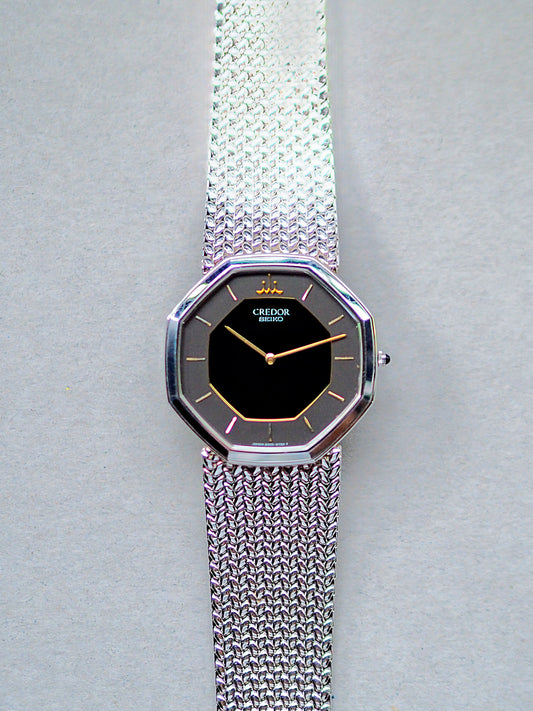 Credor Seiko 9300-5500 Octagon Gray Black Dial
