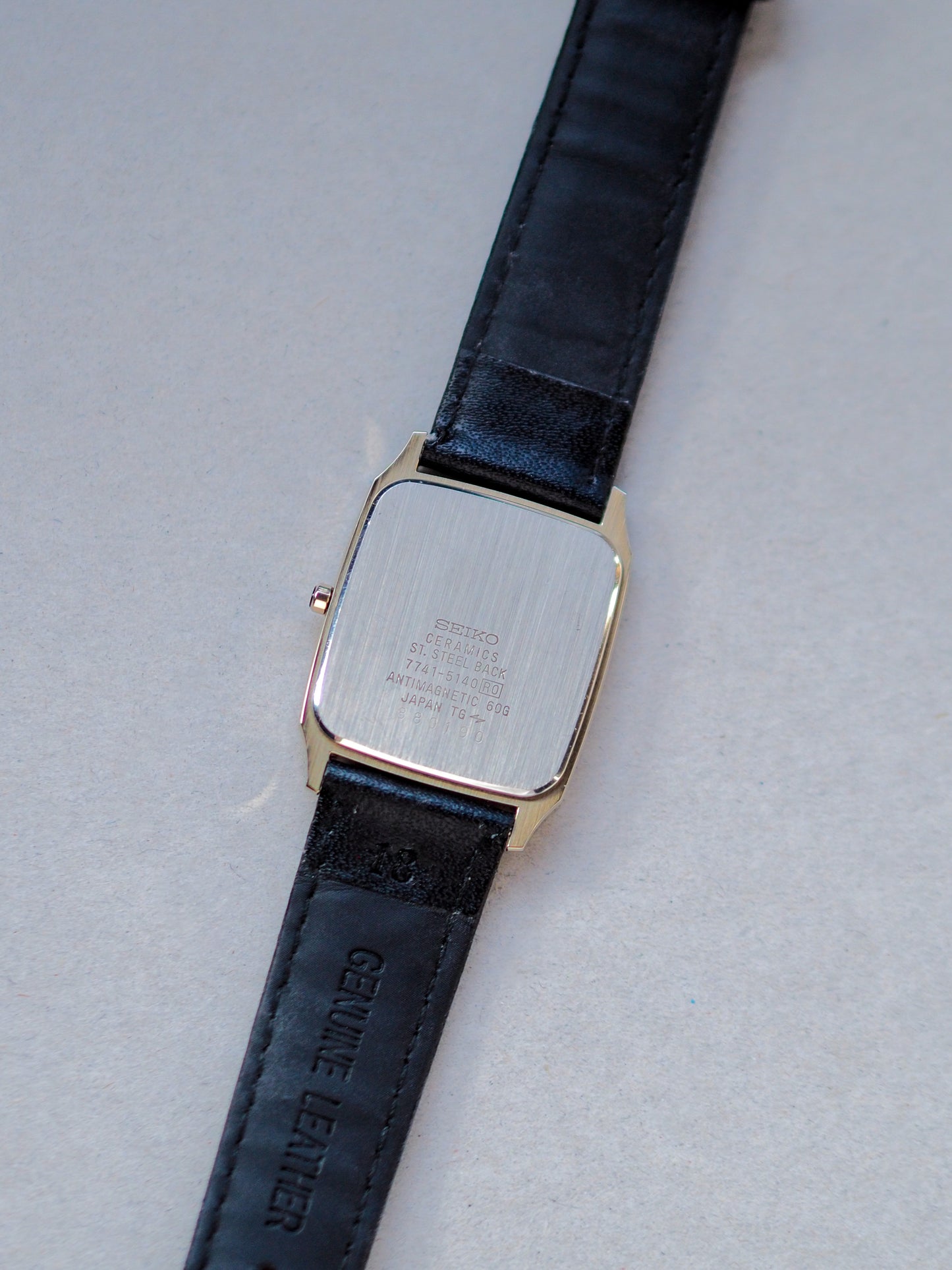 Seiko Dolce 7741-5140 Tank Ceramics Gold Flake Dial