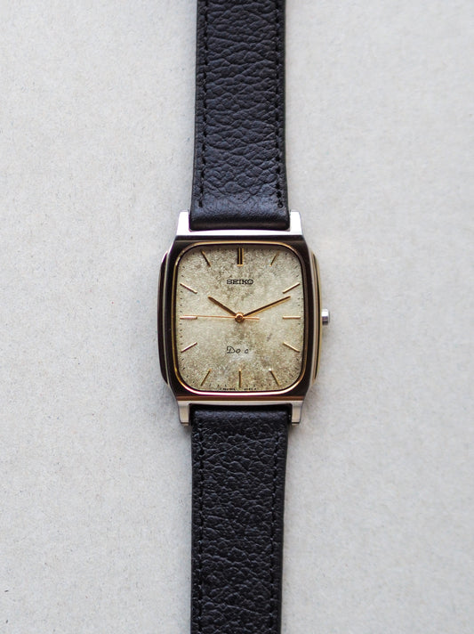 Seiko Dolce 8N41-5070 Tank Tungsten Carbide Gold Brushed Dial