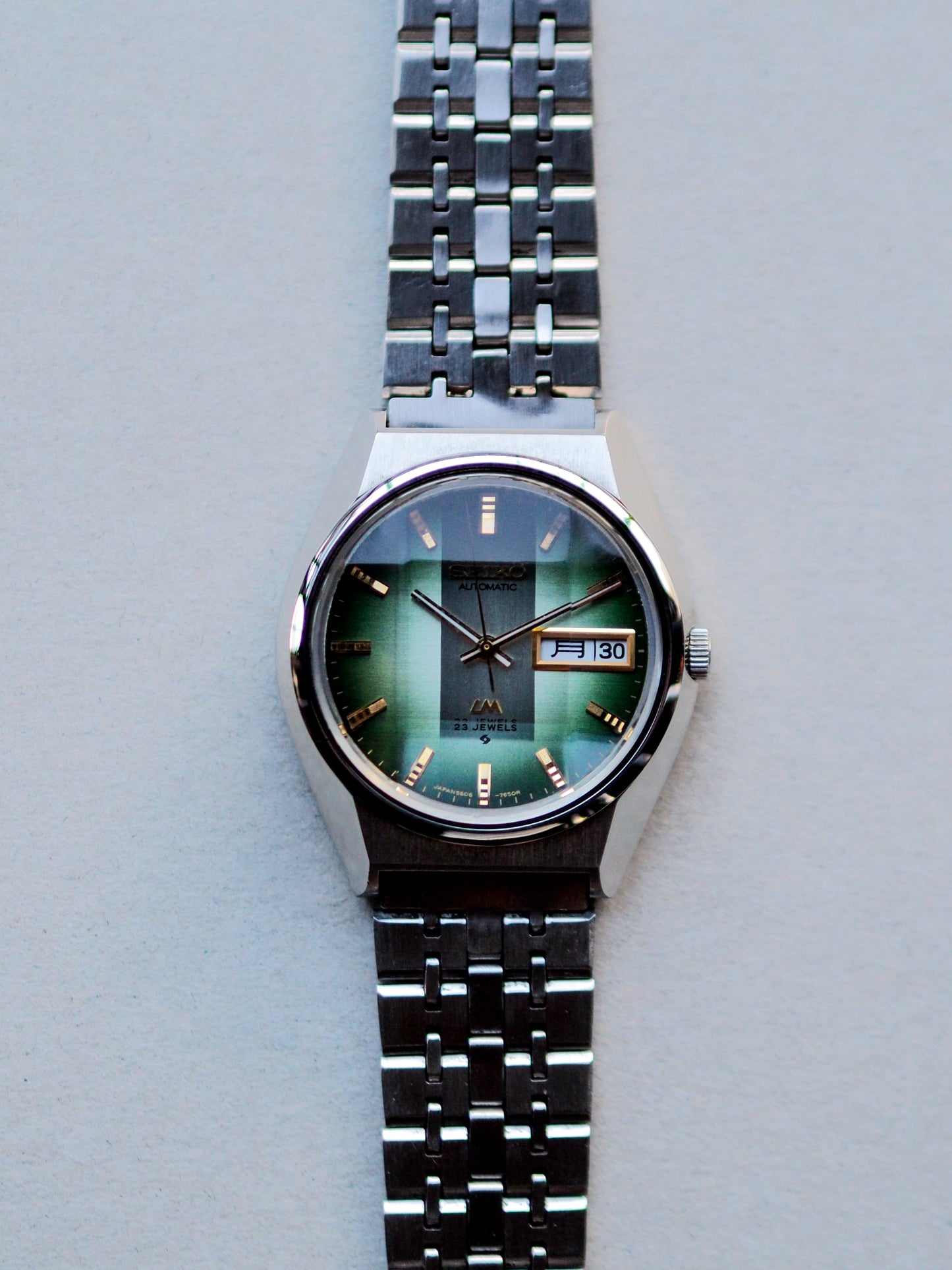 Seiko LM 5606-7310 Lord Matic Faceted Crystal Green Gradient Textured Dial