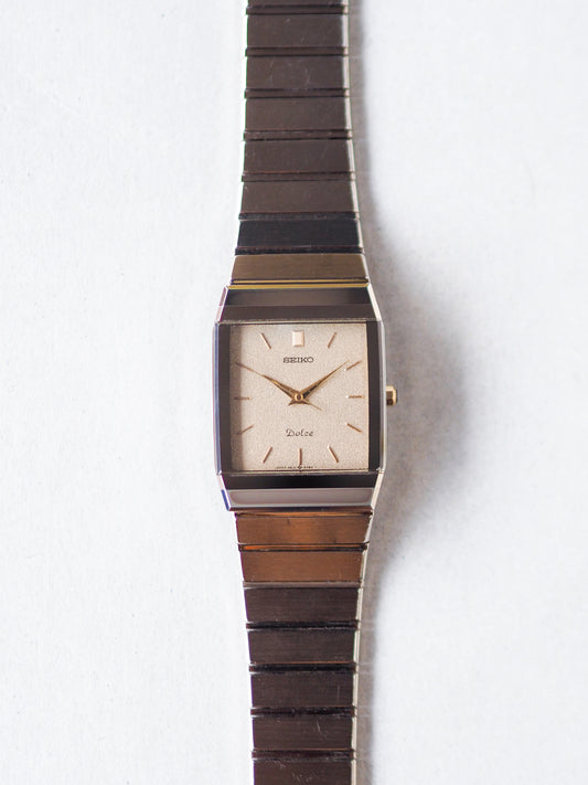 Seiko Dolce 9531-5060 Tank Tungsten Carbide Brown Sand Textured Dial