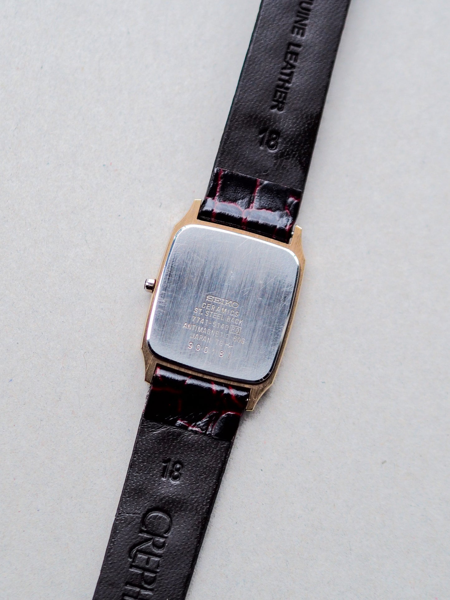 Seiko Dolce 7741-5140 Tank Ceramics Gold Flake Dial