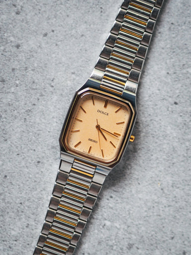 Seiko Dolce 8N41-5140 Tank Tungsten Carbide Creamy Sand Textured Dial